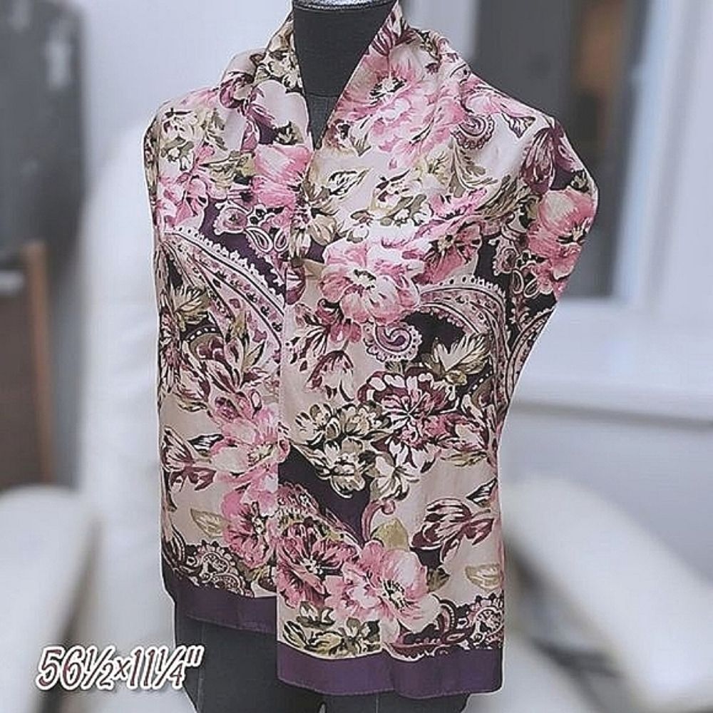 Vtg Talbots silk blush floral print scarf